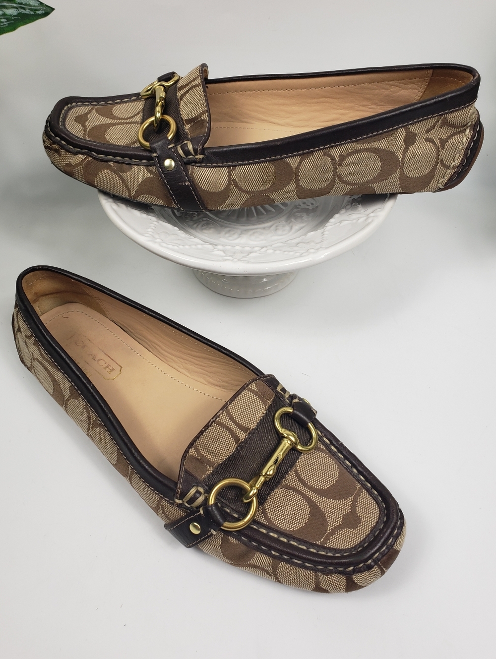 COACH Signature Canvas w/ Horsebit Buckles - Driving Loafers Classic Iconic 8 - Picture 6 of 14
